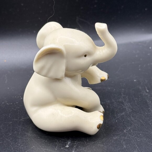 Lenox Handcrafted Ivory Ceramic Elephant Figurine With Gold Accents 3” Tall - Picture 2 of 5